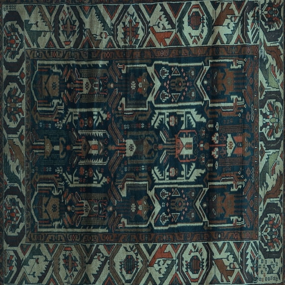 Ahgly Company Indoor Square Persian Light Blue Traditional Area Rugs, 7' Square