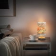 thumbnail image 6 of WOBOGO Vintage Peony Floral Bedroom Table Lamp USB Power Connector Wooden Base Round Linen Shade For Living Room Desk, 6 of 7