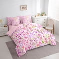 thumbnail image 3 of Homewish Rustic Pink Flower Twin Bedding Sets 7-Piece for Kids, Fashion Cherry Blossoms Bedding Comforter Set, Oil Printing Floral Reversible Sheet Sets, Lightweight Room Decor, 3 of 7