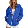 thumbnail image 3 of Brqkzdu Zip Up Hoodies for Women Long Sleeve Comfy Hooded Sweatshirt Fall Loose Fitting Oversized Sweatshirt with Pockets, 3 of 7