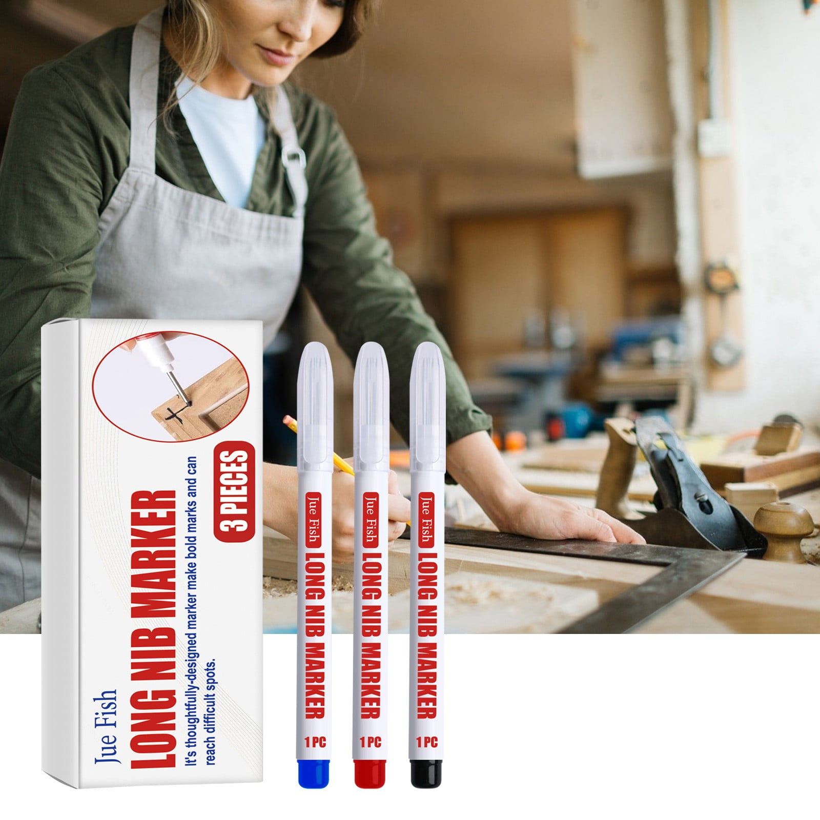 Summer Savings! Gspmoly Long Head Marker Pen Wooden Precision Marker Pen Extended Special Oil-Based Marker Pen Summer Savings