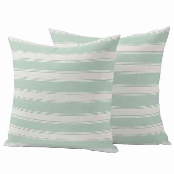 Green White Outdoor Waterproof Pillow Covers, Modern Minimalist Ombre Abstract Stripes Decorative Square Throw Pillowcase Sofa Cushion Sham for Patio/Couch/Chair, 18"x18" 2 Pack