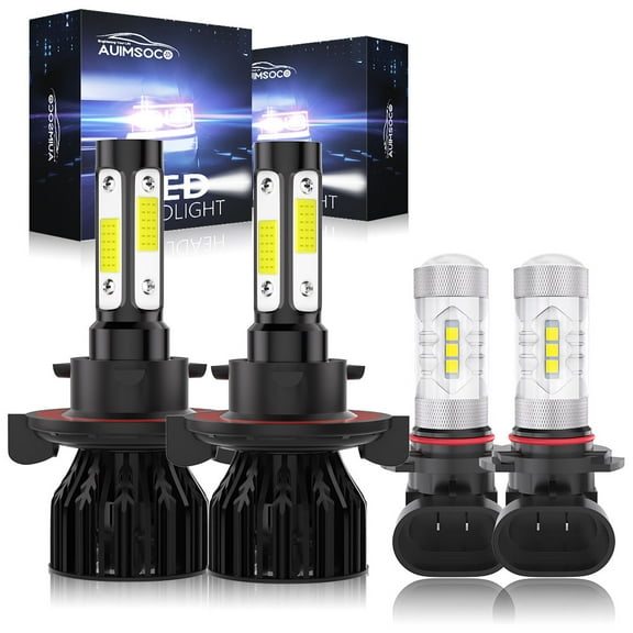 9008 H10 Super White 4000LM LED Headlights Bulbs Combo Kits For Ford Mustang 2005-2012, 4Pcs 6000k High/Low Fog Light, Non-polarity, 50000 Hours Lifespan, Halogen Replacement