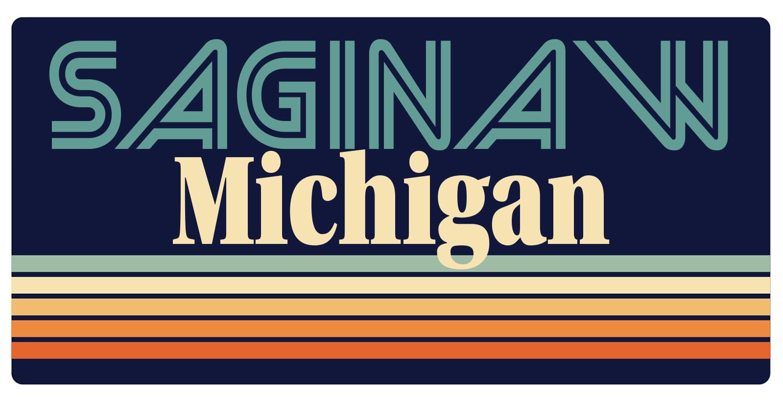 Saginaw Michigan 5 x 2.5-Inch Vinyl Decal Sticker Retro Design - Walmart.com