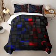 thumbnail image 2 of Castle Fairy Futuristic Cubic Grid Quilt King 3 Pieces,Abstract Neon Edge Accent King Coverlet Set,Black Bright Red Royal Blue,1 Bedspread and 2 Pillowcases, 2 of 7