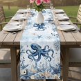 thumbnail image 4 of Blue Octopus Coastal Table Runner 72 Inches, Beach Starfish Nautical Coral Ombre Bed Runner Dresser Scarves Tabletop for Indoor Outdoor Parties/Ceremony/Banquet, 13" x 72", 4 of 9
