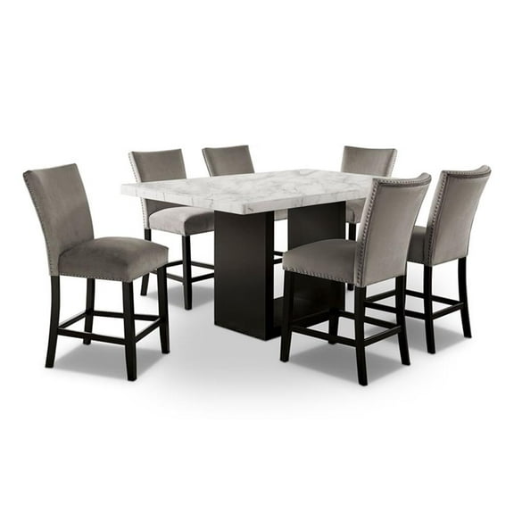 Furniture of America Imagin Wood 7-Piece Counter Height Table Set in Black