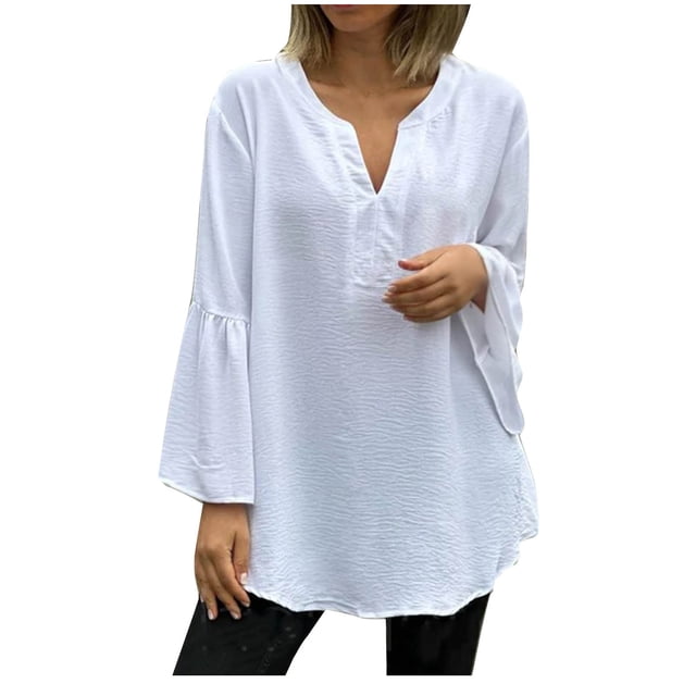 Yuyuzo Chandails en Molleton pour Femmes Manches Longues Habillé Décontracté Col Rond Couleur Unie Tunique Confortable Chandail Tops