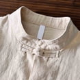 thumbnail image 6 of ROHUUQUE Men's Cotton Linen Shirts Stand Collar Long Sleeve Solid Frog Button Pocket Loose Casual Tops Daily Outdoor, 6 of 9