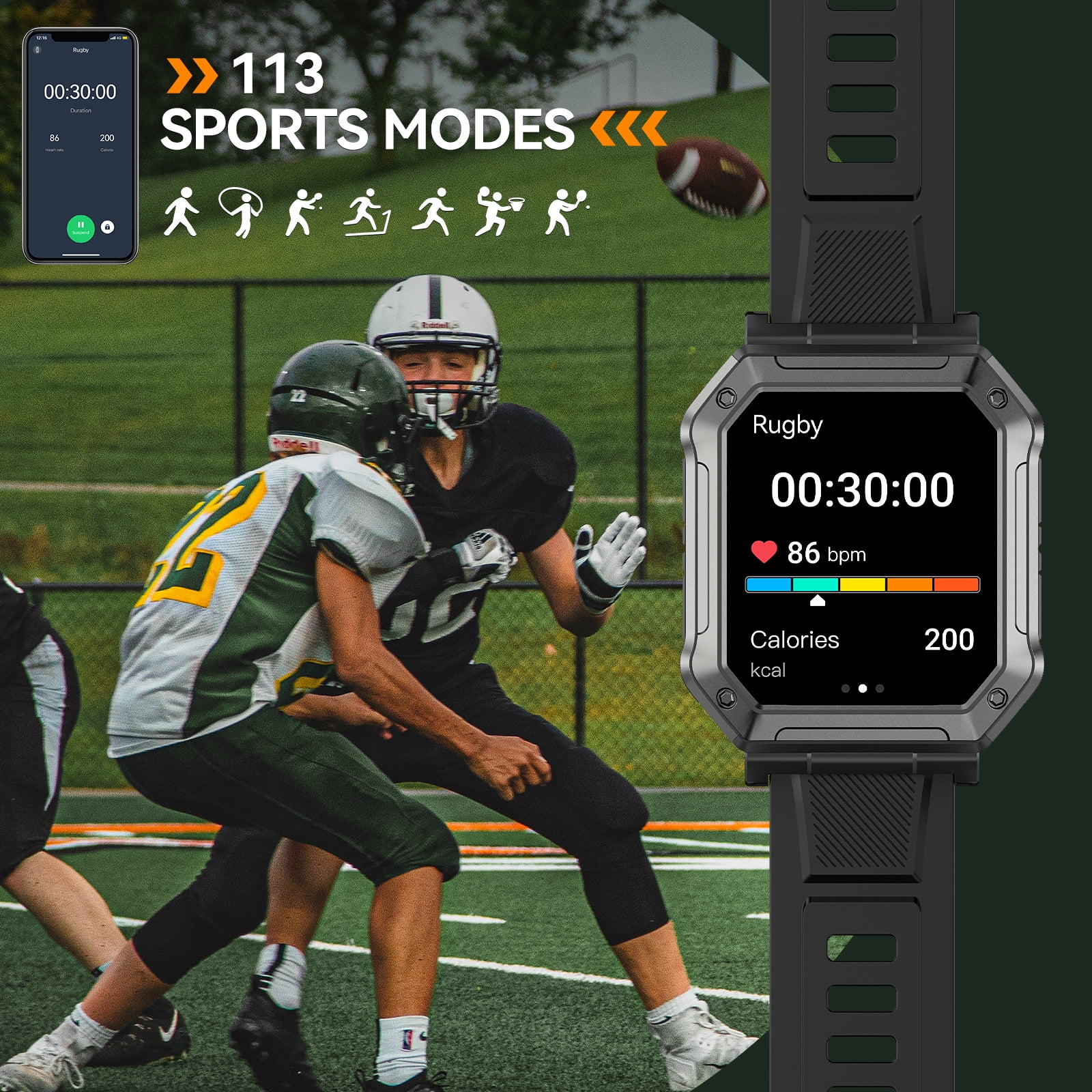 XAXRE Smart Watches for Men with Call (Support Fast SOS/Silent Mode), 1.91'' HD Outdoor Rugged Watch Fitness Tracker with 110+ Sports Smart Watch, for Android iPhone