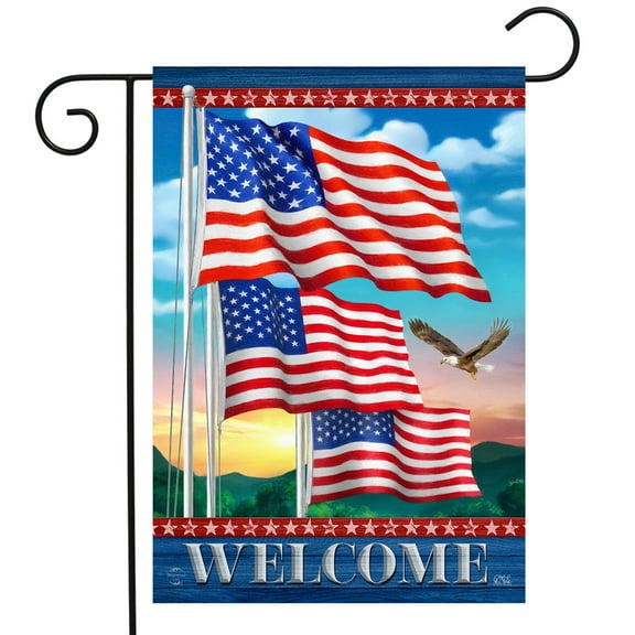 Briarwood Lane Waving American Flags Welcome Garden Flag