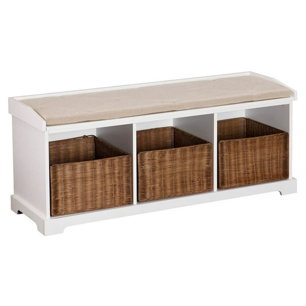 Loring Entryway Storage Bench in White Finish