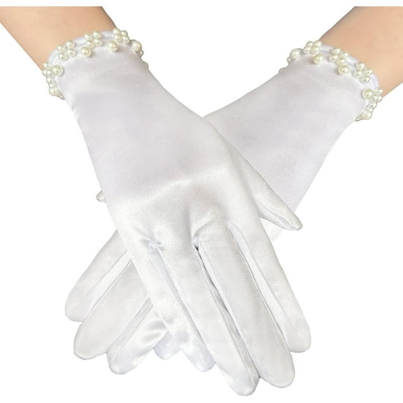 Dalrosia Floral Lace Gloves for Bridal Elegant Short Lace Gloves Wrist Lace Gloves for Wedding Opera Dinner Party