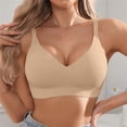thumbnail image 2 of iHPH7 Seamless Padded Bra Jelly Bras for Women Bras for Women No Underwire Push Up Bra V Neck Bra Padded Bralette Wireless Bras Full Coverage with Support Beige L, 2 of 5