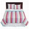 Home King Bed Comforter Set Colorful Stripes Shams Bedskirt Reversible Blue Dots