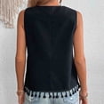 thumbnail image 4 of Women's Boho Embroidered V-Neck Tank Top Sleeveless Tassel Trim Blouse for Summer, 4 of 4