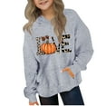 thumbnail image 2 of Thetops Little Girls Hoodie 5T Gray - Fall Halloween Pumpkin & Autumn Leaves LOVE Graphic, 100% Polyester, Machine Washable, 2 of 4
