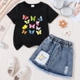 thumbnail image 2 of TOWED22 Kids Toddler Girl Summer Clothes Summer 2 Piece Outfit T-Shirt + Denim Skirt Teen Girl Spring Clothing 3-7 Years(L,2-3 Y), 2 of 3