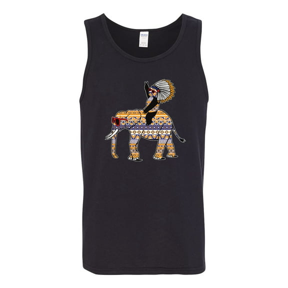 Wild Bobby, Cute Colorful Elephant Squirrel Mosaic, Animal Lover, Men Graphic Tank Top, Black, Small