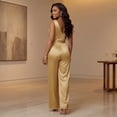 thumbnail image 7 of JULMCOMO Satin Jumpsuits for Women V Neck Sleeveless Dressy Jumpsuits Cinched Waist Wide Leg Evening Party Summer Outfits Champagne L, 7 of 7