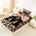 thumbnail image 4 of Erosebridal Chic Cheetah Printed Twin Sheet Sets For Kids,Black Letter M Monogrammed Bedding 3 Pieces, 4 of 6