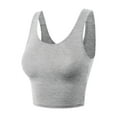 thumbnail image 2 of A2Y Women's Fitted Rayon Scoop Neck Sleeveless Crop Tank Top Heather Grey M, 2 of 3
