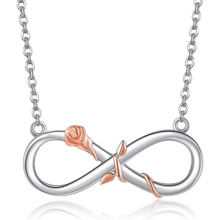 XATENJE Infinity Necklace 925 Sterling Silver Rose Necklace Infinity Pendant Jewelry Gifts for Women