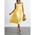 thumbnail image 4 of Faithtur Femmes Été Midi Robe Cami Sans Manches Dos Nu Couleur Haute Taille Robe de Soirée, 4 of 9