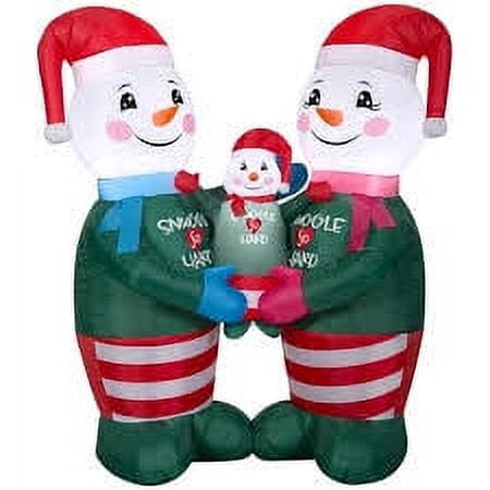 Gemmy Christmas Airblown Inflatable Hugging Snow Family in PJs Scene 4 ft Tall Multi