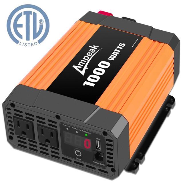 Ampeak 1000W Power Inverter Truck/RV Inverter 12V DC to 110V AC
