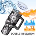 thumbnail image 5 of 40oz Pioneer Flower Floral Print Pattern Insulated Tumbler with Handle, BPA-Free Leak Proof Lid and Straws, Double Wall Vacuum, Hot 12h/Cold 34h, 5 of 6