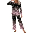 thumbnail image 3 of Jinhomg Women's Trendy Pajamas Sets 2 Piece Fall Winter Comfy Sleepwear Elegant Floral Print Long Sleeve Top and Straight Leg Pants Prime Day 2025 Prime Today Pink L, 3 of 6