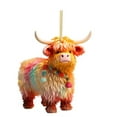 thumbnail image 4 of SDJMa Christmas Cow Ornament, Colorful Cute Cartoon Highland Cow Hanging Ornaments for Xmas Tree Car Backpack Home Holiday Party Decorations, Christmas Gift for Cow Lovers, 4 of 7