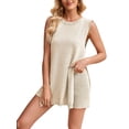 thumbnail image 2 of Women's Sleeveless Sweater Fit Tunic Tops 2 Piece Set Shorts Outfit Top for Summer Casual Beach Vacation Color XL, 2 of 8
