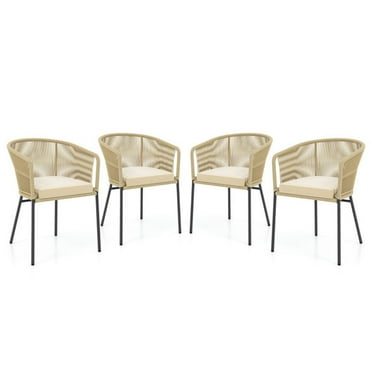 Barara King Patio Chairs Set of 4 with Curved Backrest and Seat Cushion for Patio