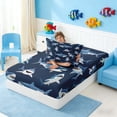 thumbnail image 4 of Manfei Cartoon Shark Twin Sheet Sets for Kids Boys and Girls, Funny Fish Bedding 3 Pieces, 1 Flat Sheet, 1 Fitted Sheet and 1 Pillowcase, 4 of 6