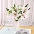 thumbnail image 4 of Viworld Artificial Tiger Lily 5Pcs Latex Fake Flowers Real Touch Bouquet For Wedding Party Home Office Garden Hotel Decor (Pink And White), 4 of 7