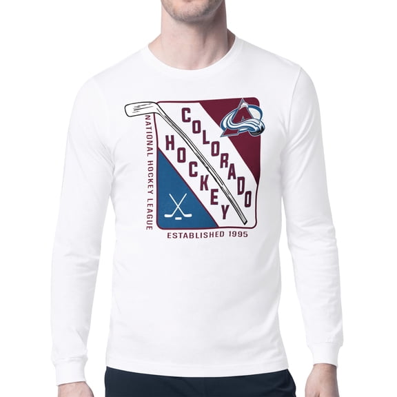 Men's Starter White Colorado Avalanche Shield Long Sleeve Graphic T-Shirt