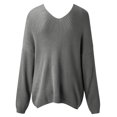 thumbnail image 3 of Vedolay Fall Sweater Womens Sweaters Causal Long Sleeve V Neck Lightweight Pullover Top,Gray XL, 3 of 4