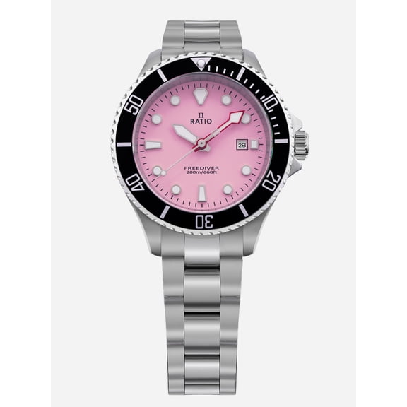 Ratio FreeDiver Sapphire Stainless Steel Candy Pink Dial Quartz RTFL809 200M Women's Watch