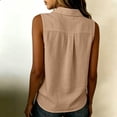 thumbnail image 5 of Kezqiaxn Sleeveless Tops for Women Summer Collared Button Up Shirt Loose Fit Work Blouses Fashion Clothing, 5 of 8