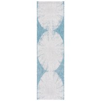 SAFAVIEH Courtyard Jaymz Radiant Indoor/Outdoor Runner Rug, Beige/Aqua, 2'3" x 8'