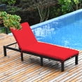 thumbnail image 2 of Costway 2PCS Outdoor Rattan Lounge Chair Chaise Recliner Adjustable Cushioned Patio Red, 2 of 10