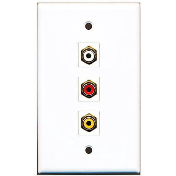 RiteAV - 1 Port RCA Red and 1 Port RCA White and 1 Port RCA Yellow Wall Plate