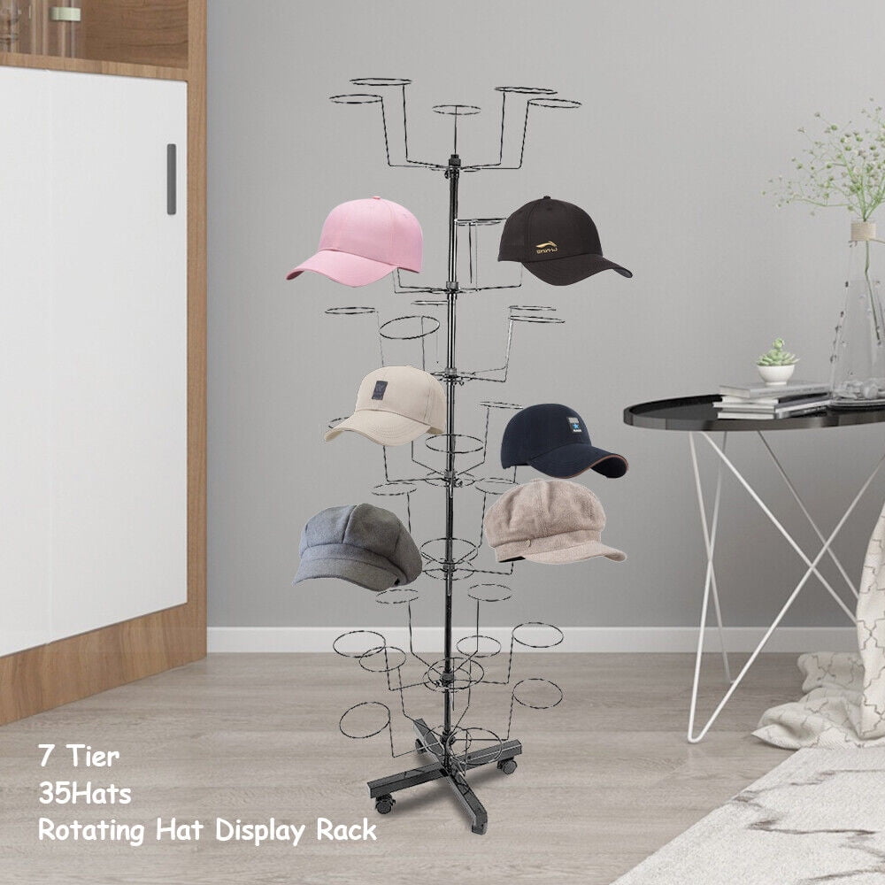 YIYIBYUS 7-Tiers 35-Hats Adjustable Hat White Metal Storage Rack Display  Stand with 4-Wheels for Retail Store OT-HSYXF-2294 - The Home Depot