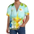 thumbnail image 7 of Lsque Pikmin print Men's Cuban Collar Short Sleeve Shirt Summer Beachwear Casual Button Down Fashionable Vacation Leisure Shirt-XX-Large, 7 of 7