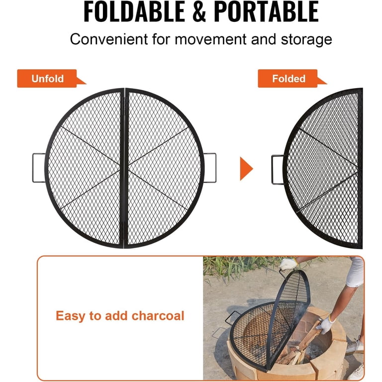 32-Inch Heavy-Duty X-Mark Fire Pit Grate - Rectangle Steel Cooking Grill For Outdoor BBQ
