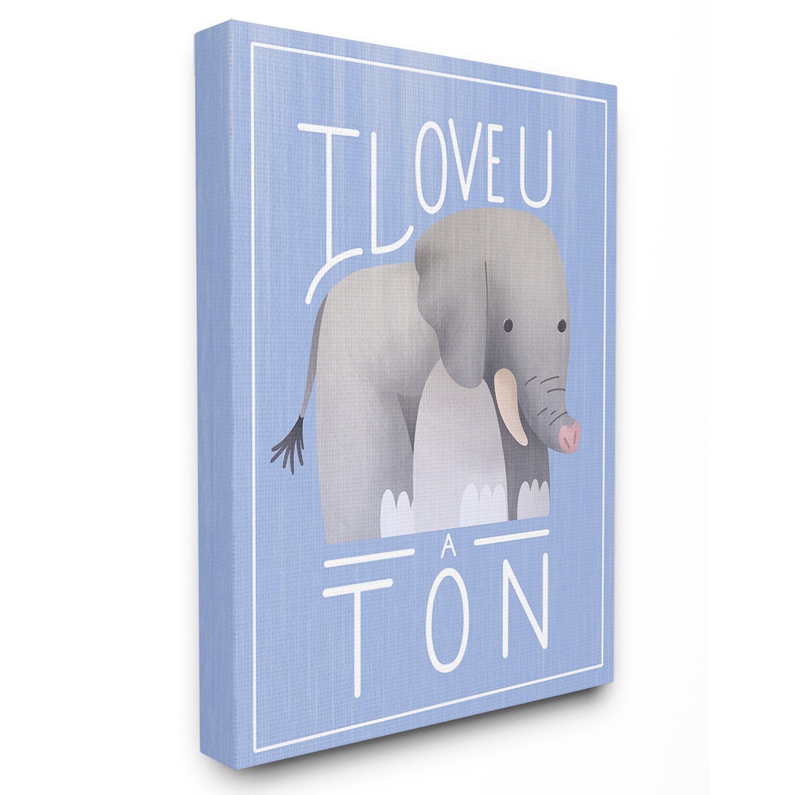 the kids room by stupell i love you a ton elephant blue oversized stretched canvas wall art, 24 x 1.5 x 30
