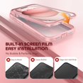 thumbnail image 5 of Compatible with iPhone 15 Plus Case, with Built-in 9H Tempered Glass Screen Protector + 2X Camera Lens Protector, Dustproof Cover Designed Full Body Rugged Shockproof Phone Case 6.7", Pink, 5 of 14