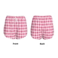 thumbnail image 3 of Fuzoiu pink argyle Print Women's Athletic Shorts, Double-Layer Running Shorts with Pocket,Women's Workout Shorts for Yoga, Gym, and Workouts-X-Large, 3 of 7